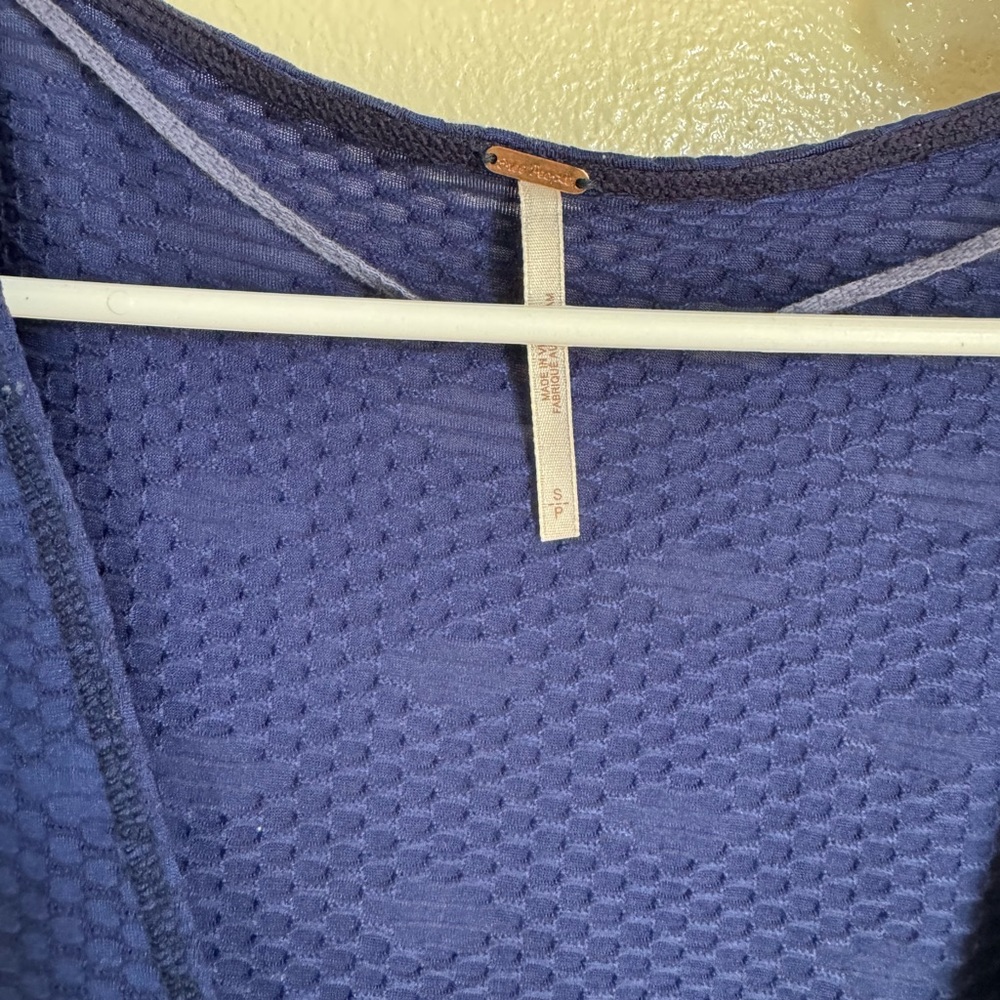 Free People Deep Blue Wrap Ribbed Long Sleeve Top - Picture 7 of 13